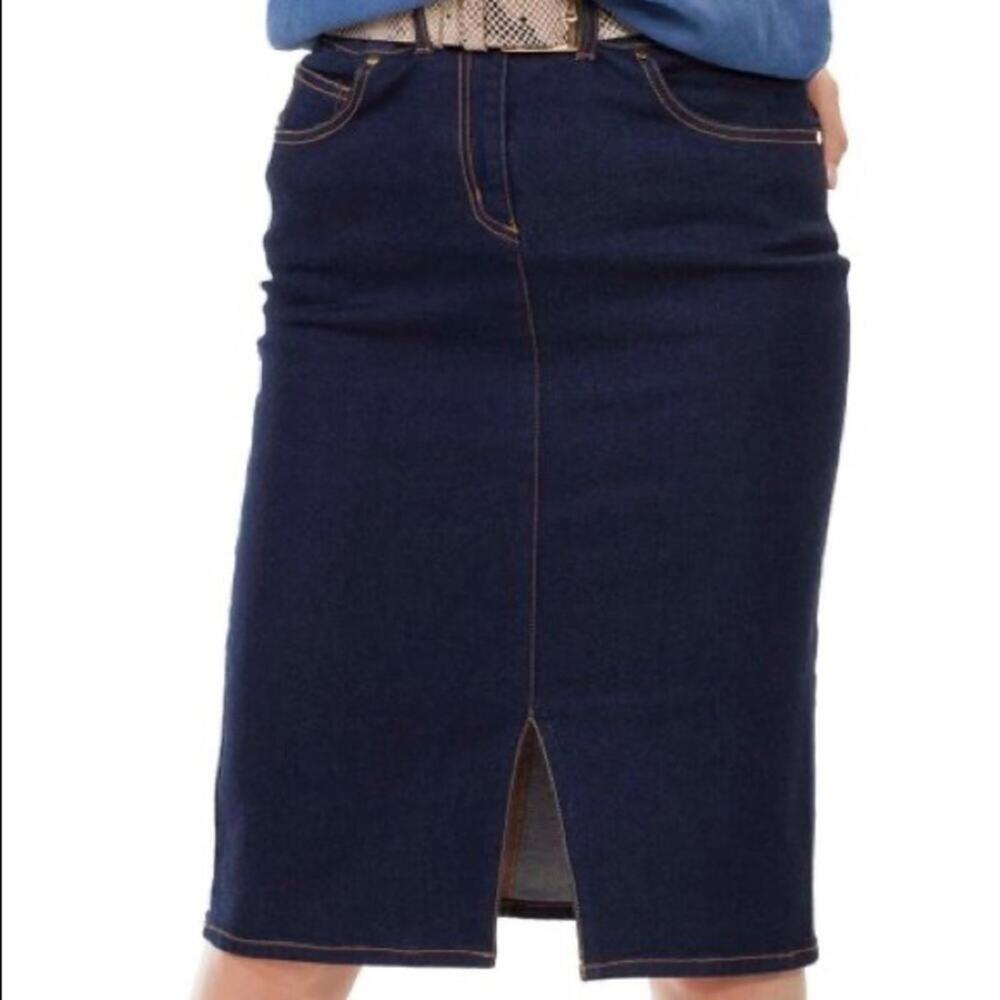 Old Navy Dark Denim Pencil Skirt HR w/Front Vent - Picture 4 of 5